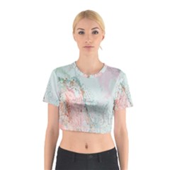 Geode Crystal Pink Blue Cotton Crop Top by Mariart