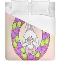 Make An Easter Egg Wreath Rabbit Face Cute Pink White Duvet Cover (california King Size) by Mariart