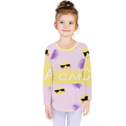 I Can Purple Face Smile Mask Tree Yellow Kids  Long Sleeve Tee by Mariart