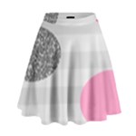 Polkadot Circle Round Line Red Pink Grey Diamond High Waist Skirt