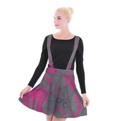 Pink Black Handcuffs Key Iron Love Grey Mask Sexy Suspender Skater Skirt by Mariart