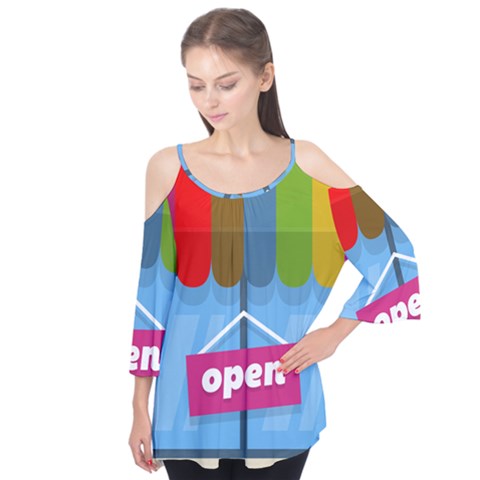 Store Open Color Rainbow Glass Orange Red Blue Brown Green Pink Flutter Tees by Mariart