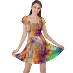 Rainbow Color Splash Cap Sleeve Dresses by Mariart