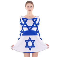 Flag Of Israel Long Sleeve Velvet Skater Dress by abbeyz71