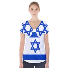 Flag Of Israel Short Sleeve Front Detail Top by abbeyz71