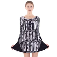 Basketball Never Stops Long Sleeve Velvet Skater Dress by Valentinaart