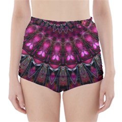 Pink Vortex Half Kaleidoscope  High-waisted Bikini Bottoms by KirstenStar