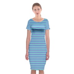 Decorative Lines Pattern Classic Short Sleeve Midi Dress