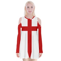 Cross Of Saint James Velvet Long Sleeve Shoulder Cutout Dress by abbeyz71