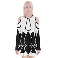 Ayyavazhi Symbol  Velvet Long Sleeve Shoulder Cutout Dress by abbeyz71