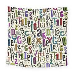 Colorful Retro Style Letters Numbers Stars Square Tapestry (large) by EDDArt