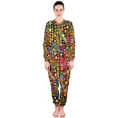 Multicolored Retro Spots Polka Dots Pattern Onepiece Jumpsuit (ladies)  by EDDArt