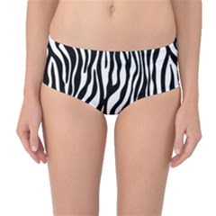 Zebra Stripes Pattern Traditional Colors Black White Mid-waist Bikini Bottoms by EDDArt