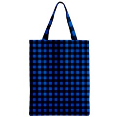 Lumberjack Fabric Pattern Blue Black Zipper Classic Tote Bag by EDDArt