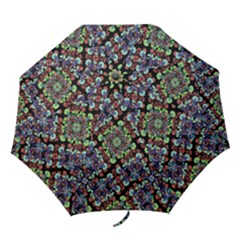Colorful Floral Collage Pattern Folding Umbrellas by dflcprints