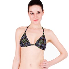 Colorful Floral Collage Pattern Bikini Top by dflcprintsclothing