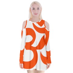 Hindu Om Symbol (orange) Velvet Long Sleeve Shoulder Cutout Dress by abbeyz71