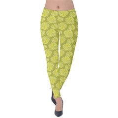 Floral Pattern Velvet Leggings by ValentinaDesign