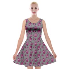 Floral Pattern Velvet Skater Dress by ValentinaDesign
