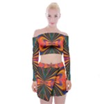 Casanova Abstract Art Colors Cool Druffix Flower Freaky Trippy Off Shoulder Top with Skirt Set