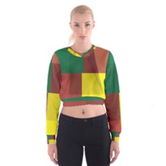 Albers Out Plaid Green Pink Yellow Red Line Cropped Sweatshirt by Mariart