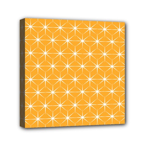 Yellow Stars Iso Line White Mini Canvas 6  X 6 