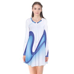 Glittering Abstract Lines Blue Wave Chefron Flare Dress