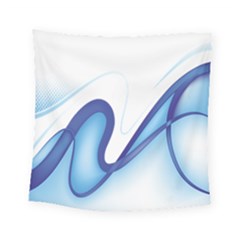 Glittering Abstract Lines Blue Wave Chefron Square Tapestry (small) by Mariart
