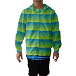 Line Horizontal Green Blue Yellow Light Wave Chevron Hooded Wind Breaker (Kids)