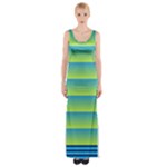 Line Horizontal Green Blue Yellow Light Wave Chevron Maxi Thigh Split Dress