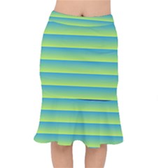 Line Horizontal Green Blue Yellow Light Wave Chevron Mermaid Skirt by Mariart