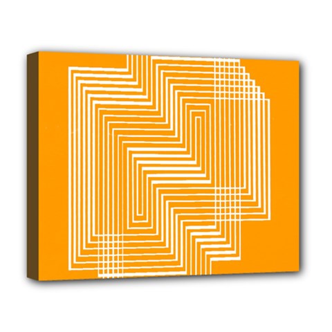 Orange Line Plaid Deluxe Canvas 20  X 16   by Mariart