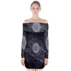 Space X Circle Line Black Long Sleeve Off Shoulder Dress by Mariart