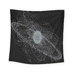 Space X Circle Line Black Square Tapestry (small)