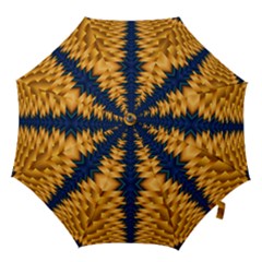 Plaid Blue Gold Wave Chevron Hook Handle Umbrellas (large) by Mariart