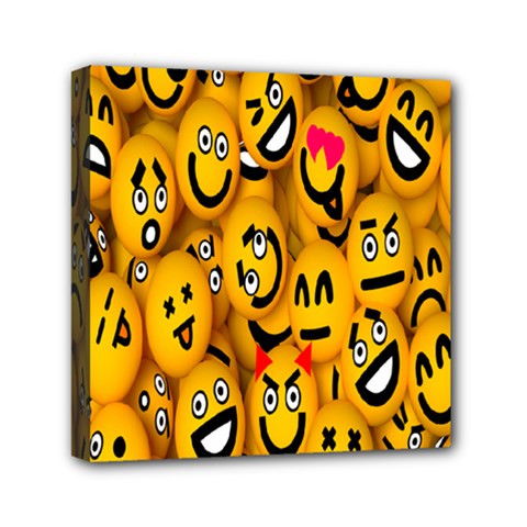 Smileys Linus Face Mask Cute Yellow Mini Canvas 6  X 6  by Mariart
