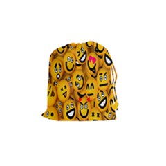Smileys Linus Face Mask Cute Yellow Drawstring Pouches (small)  by Mariart