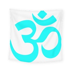 Aum Om Cyan Square Tapestry (small) by abbeyz71