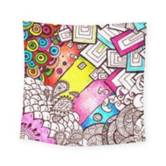 Beautiful Colorful Doodle Square Tapestry (small) by Nexatart