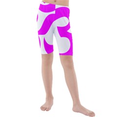 Hindu Om Symbol (magenta) Kids  Mid Length Swim Shorts