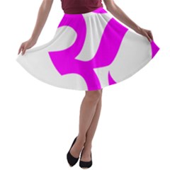 Hindu Om Symbol (magenta) A-line Skater Skirt