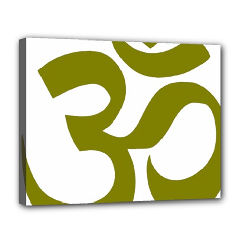 Hindi Om Symbol (olive) Canvas 14  X 11 