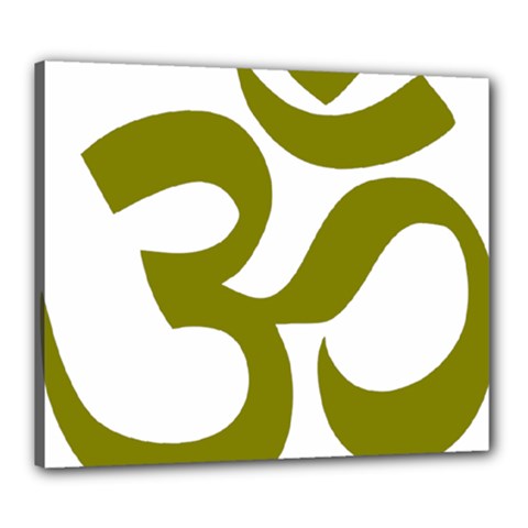 Hindi Om Symbol (olive) Canvas 24  X 20 