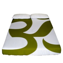 Hindi Om Symbol (olive) Fitted Sheet (queen Size)