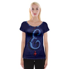 Marquis Love Dope Lettering Blue Red Alphabet E Women s Cap Sleeve Top by Mariart