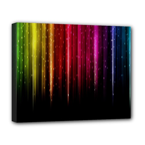 Rain Color Rainbow Line Light Green Red Blue Gold Deluxe Canvas 20  X 16   by Mariart