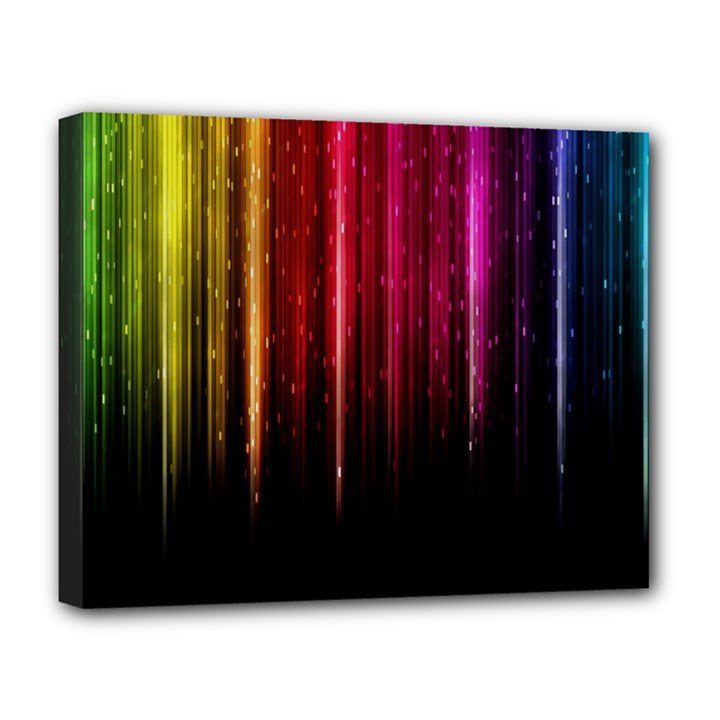 Rain Color Rainbow Line Light Green Red Blue Gold Deluxe Canvas 20  x 16  