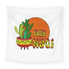 Cactus - Free Hugs Square Tapestry (large) by Valentinaart
