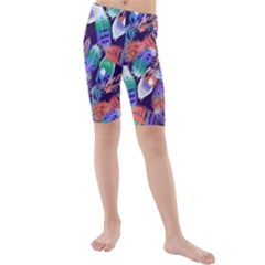 Bird Feathers Color Rainbow Animals Fly Kids  Mid Length Swim Shorts by Mariart