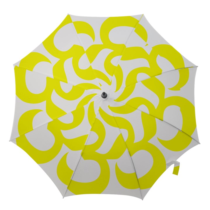 Hindu Om Symbol (Maze Yellow) Hook Handle Umbrellas (Small)